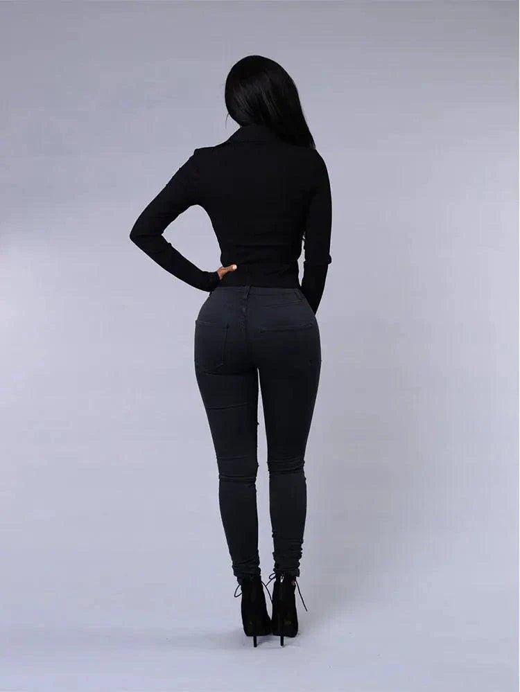 2026 Women's Stretch Skinny Ripped Hole Washed Denim Jeans Female High Waist Pencil Y2k Pants Jeans Ladies Casual Trousers Pants
