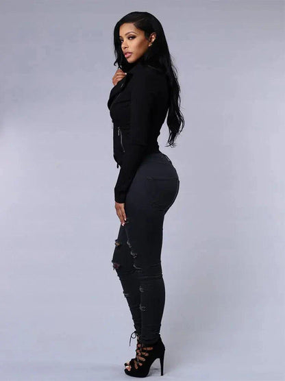 2026 Women's Stretch Skinny Ripped Hole Washed Denim Jeans Female High Waist Pencil Y2k Pants Jeans Ladies Casual Trousers Pants