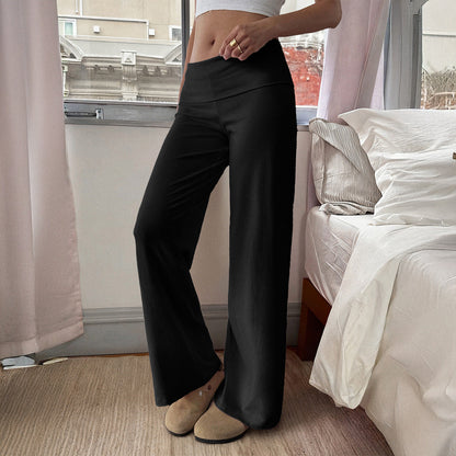 Casual Vacation Solid Color Straight Leg Trousers Pants Women Clothing Autumn Winter