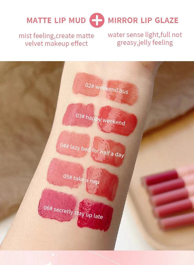 Double End Lip Glaze Full Gloss Mirror And Matte Velvet Long Term Color And Moisture Lip Gloss Anti Stain Cosmetic Lip Glaze